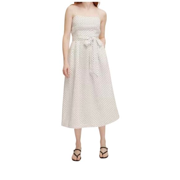 Kate Spade New York x Target Mini Polka Dot Tie-Waist Midi Dress Cream Black XL - Picture 1 of 6
